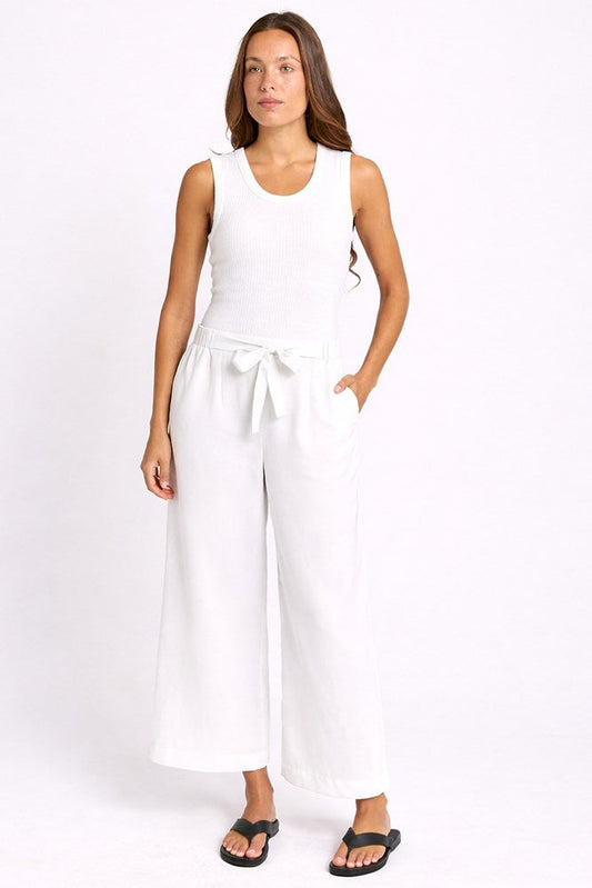 Betty Basics Bella Wide Leg Crop Pants (White)