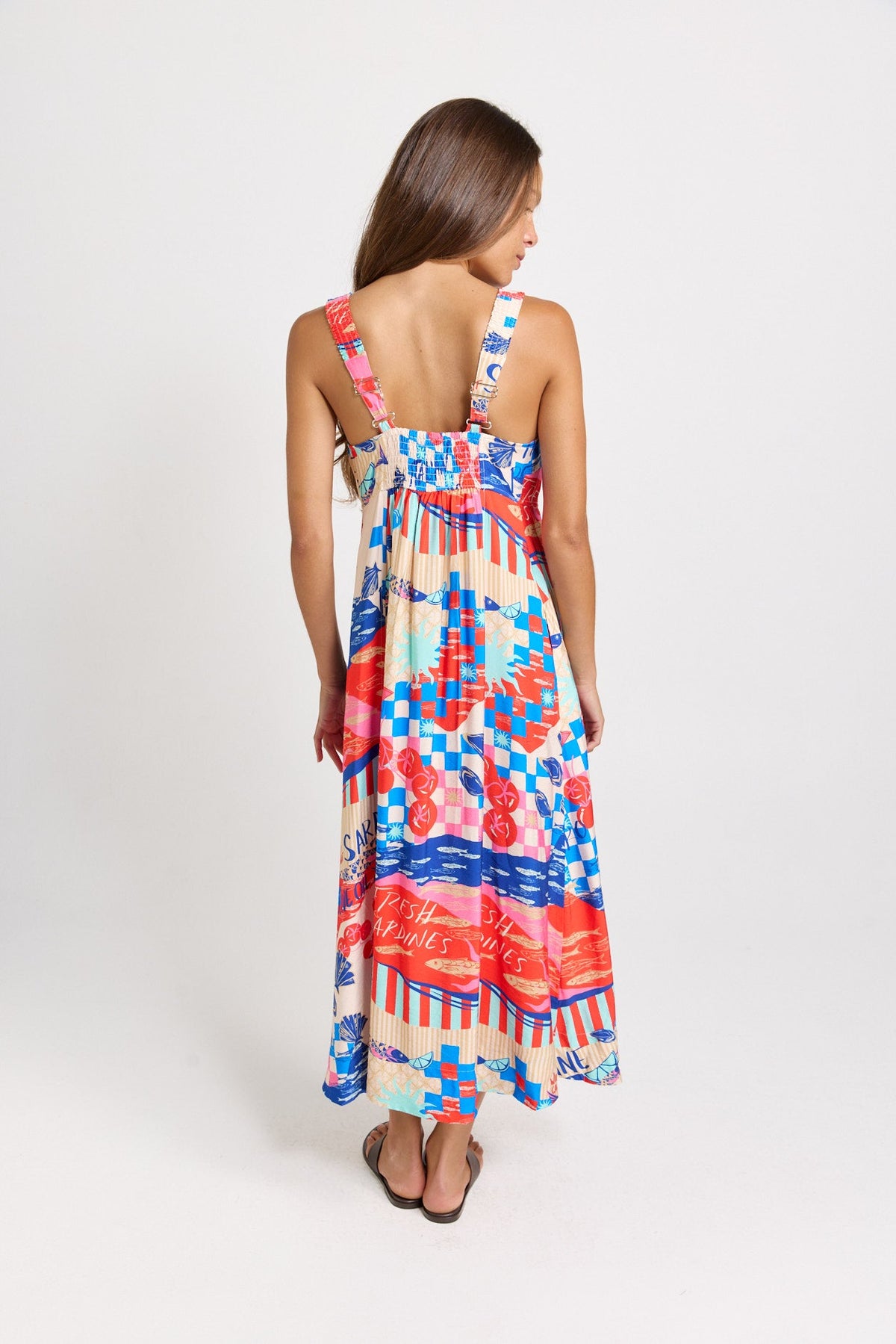 Betty Basics Sunset Tiered Maxi Dress (Mediterranean Print)