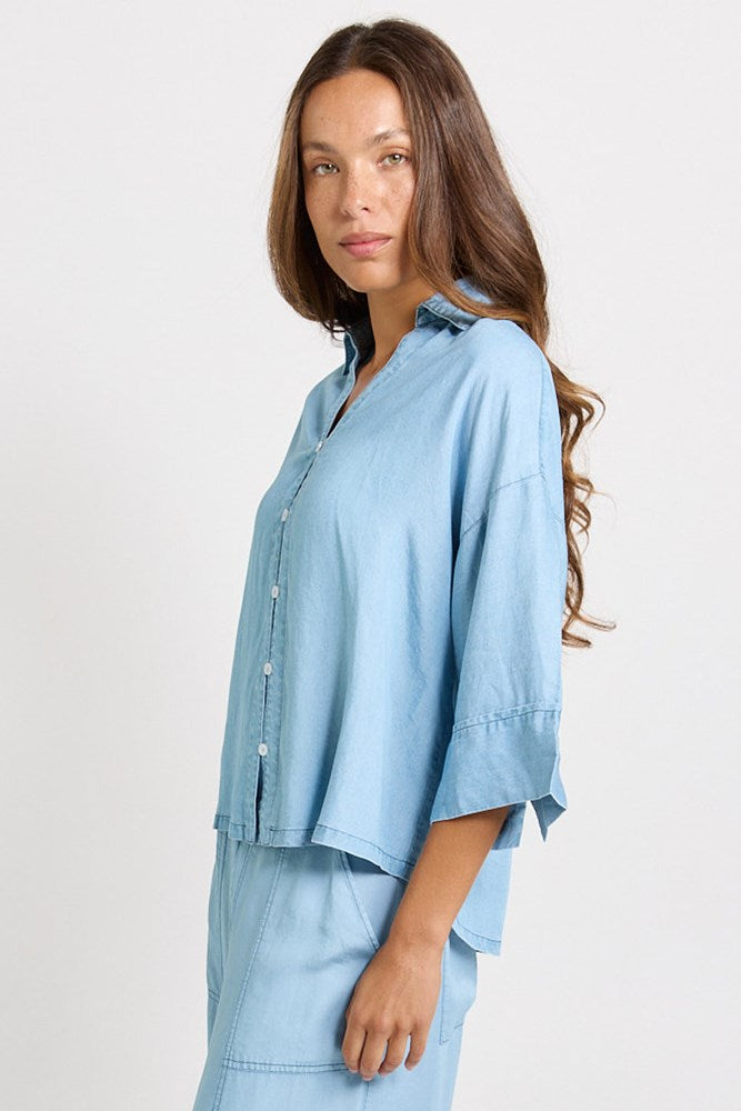 Betty Basics Emmy Lyocell Shirt (Mid Wash)