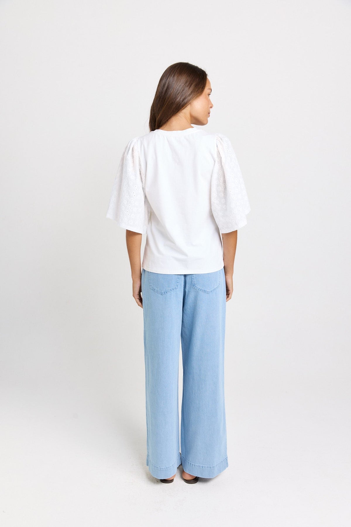 Betty Basics Bianca Broderie T-Shirt (White)