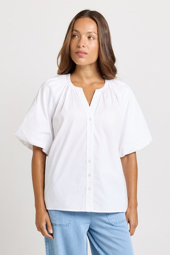 Image of Blouses. Product name - Bronte Cotton Blouse White in White colour by brand - Betty Basics