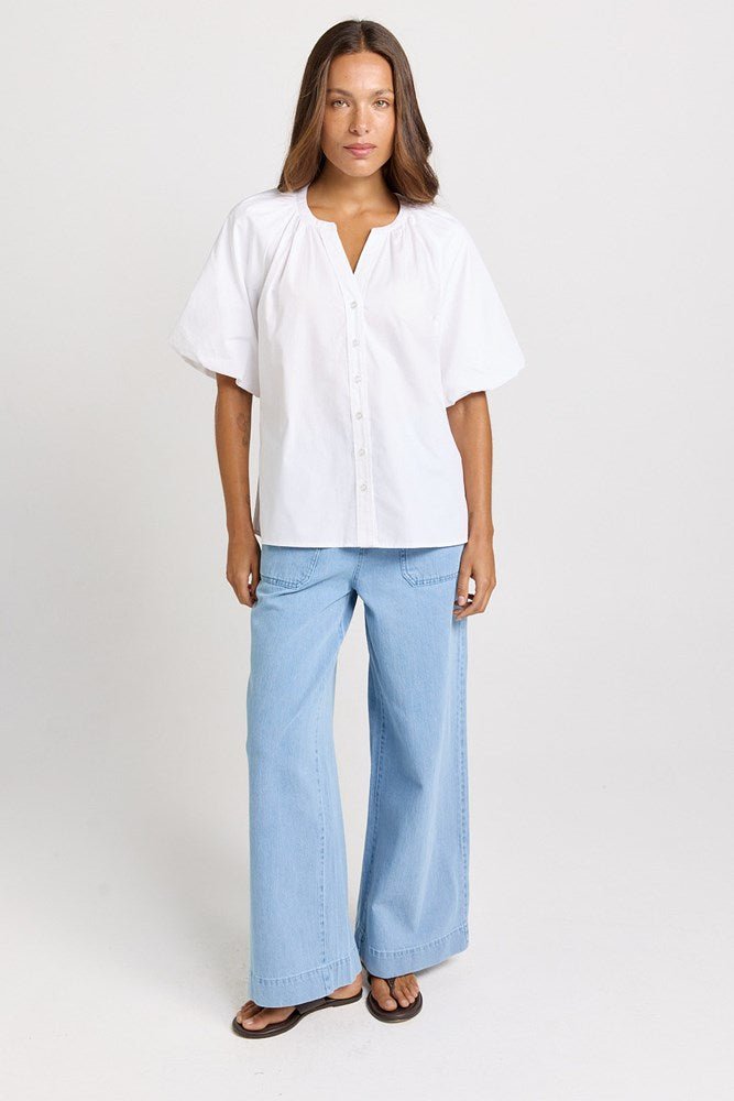 Betty Basics Bronte Cotton Blouse (White)
