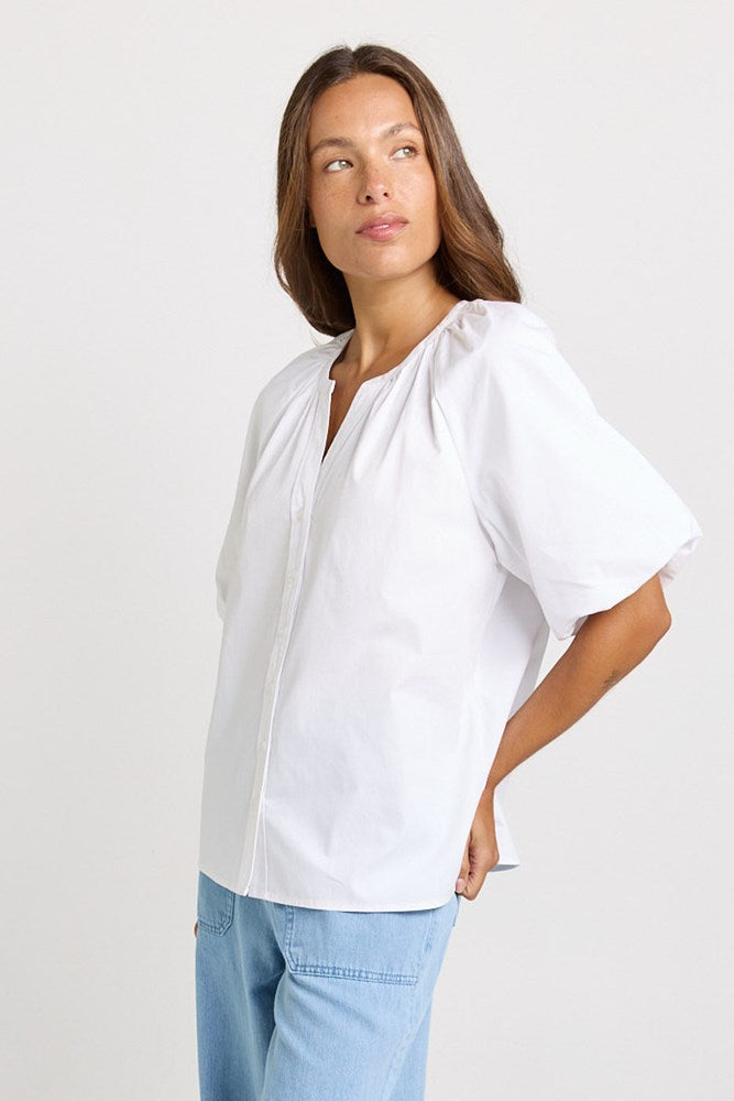 Betty Basics Bronte Cotton Blouse (White)
