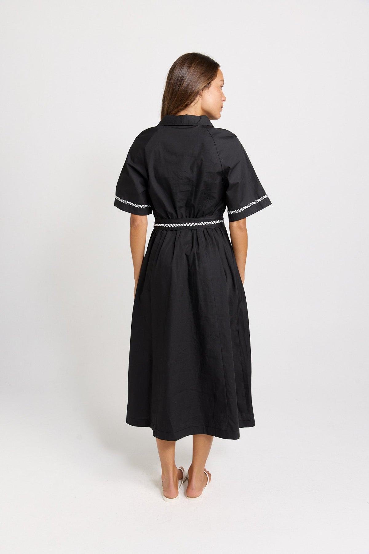 Betty Basics Lucy Cotton Shirt Dress (Black)