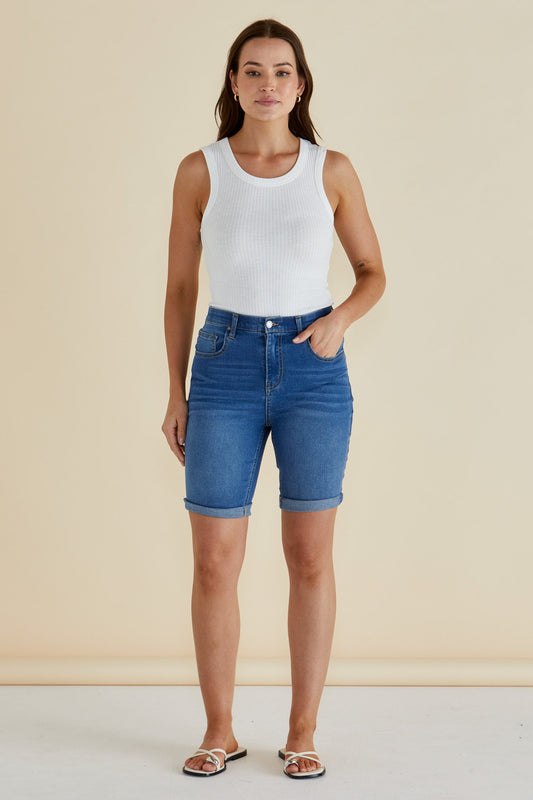 Betty Basics Bonnie Bermuda Denim Indigo Blue Mix (Indigo Mix)