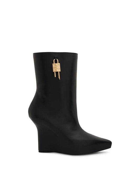Image of Boots. Productname: GIVENCHY G Lock Wedge Low Box Leather Boots in BLACK colour by brand - GIVENCHY