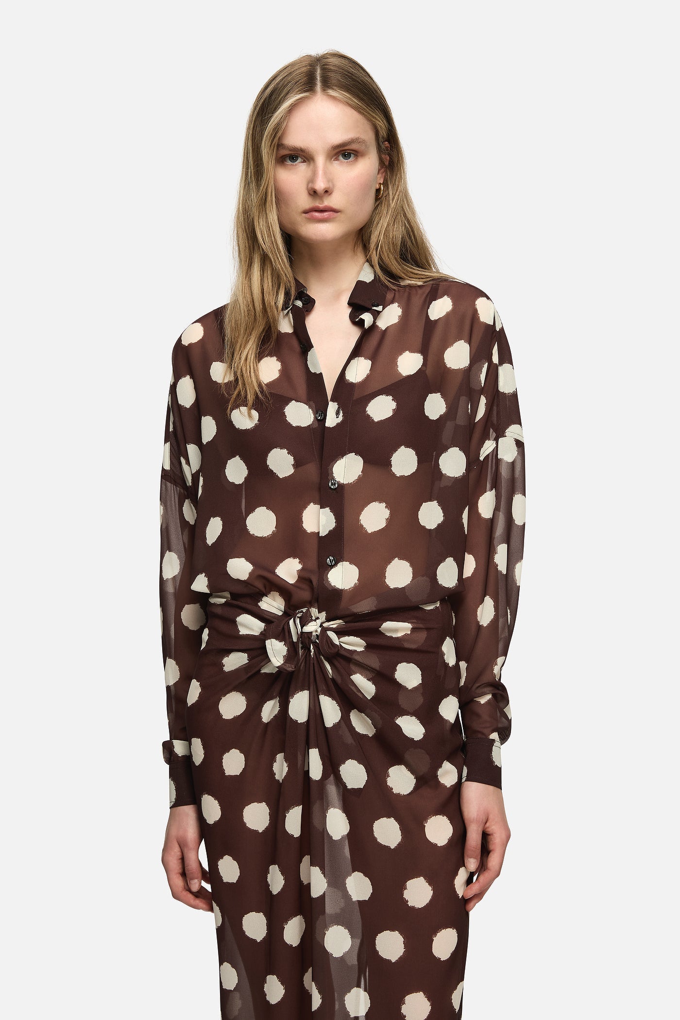 Image of Shirts. Product name - Linnea Shirt Brown in Brown colour by brand - Blanca Studio