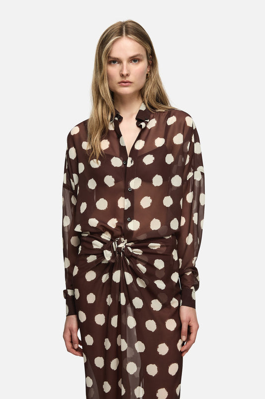 Image of Shirts. Product name - Linnea Shirt Brown in Brown colour by brand - Blanca Studio