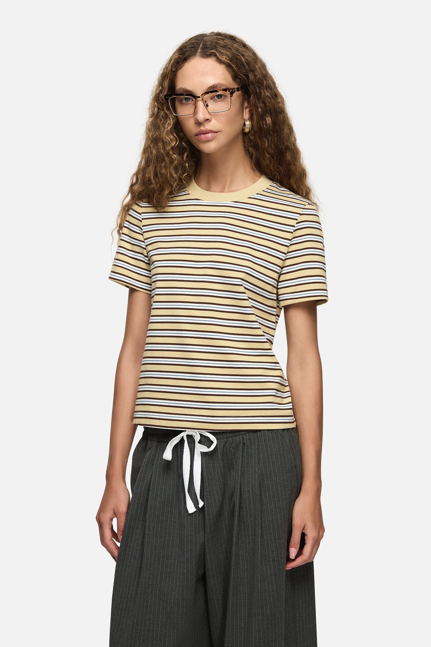 Image of T-Shirts. Product name - Suki Tee Cream in Cream colour by brand - Blanca Studio