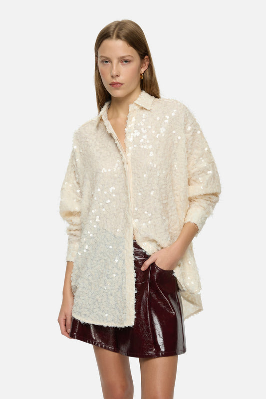 Image of Shirts. Product name - Gabriella Shirt Cream in Cream colour by brand - Blanca Studio