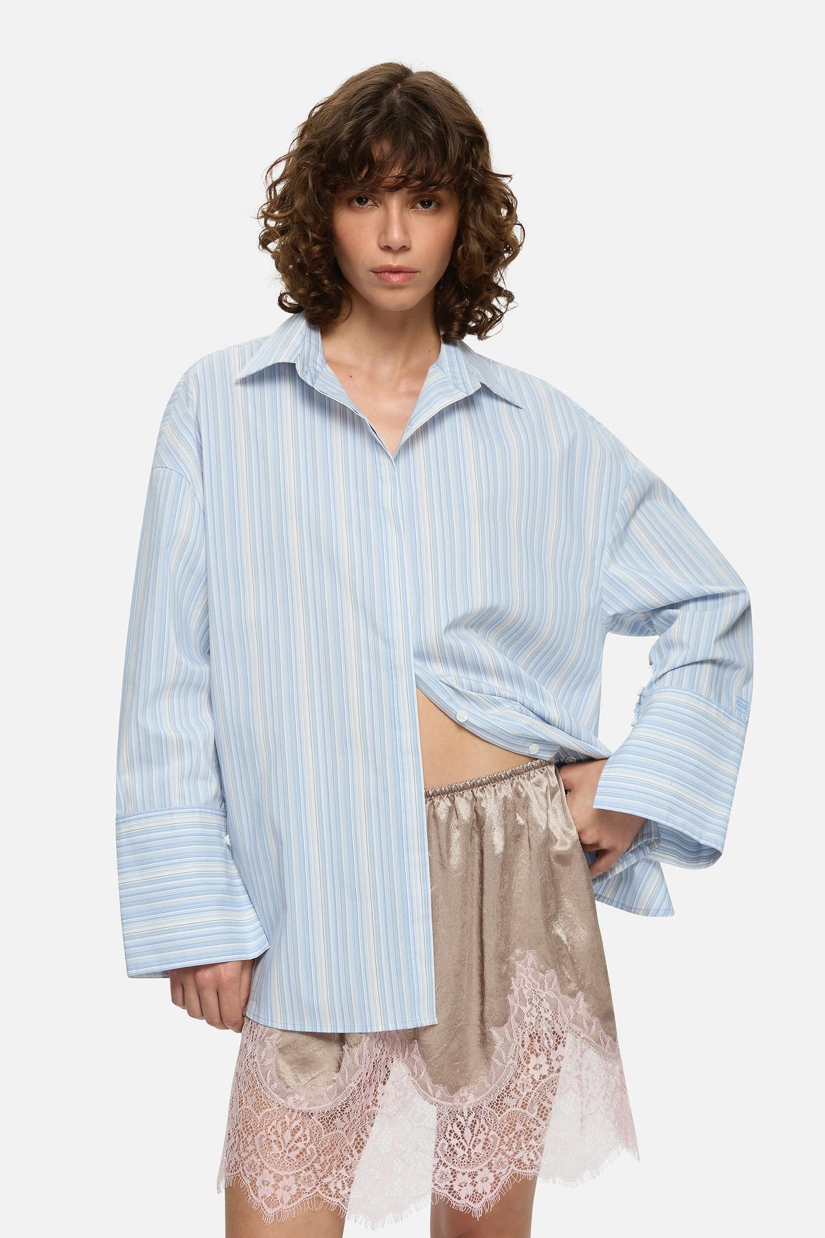 Image of Shirts. Product name - Tabi Shirt Blue Pre-Order in Blue colour by brand - Blanca Studio