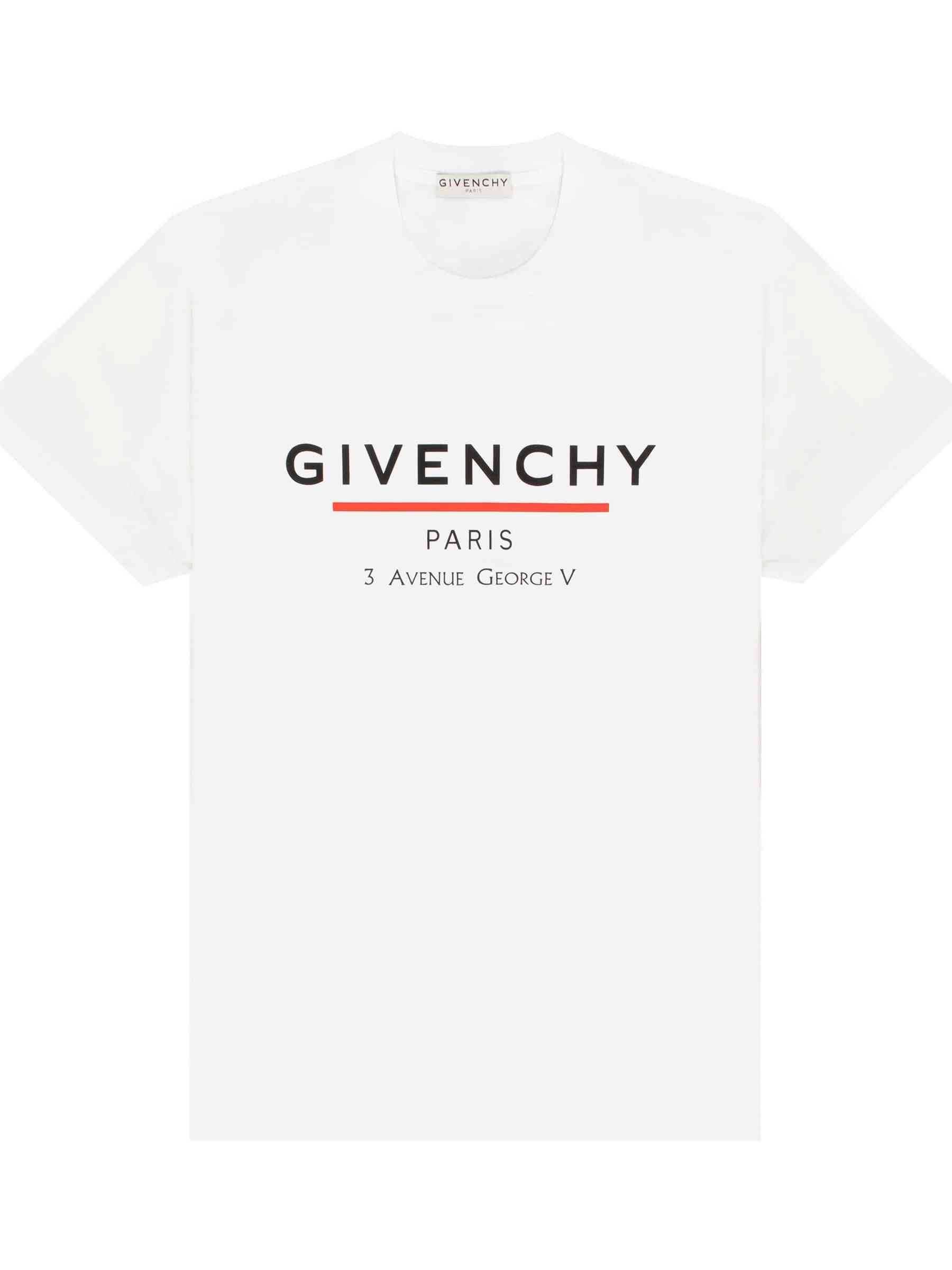 Image of T-Shirts. Product name - Givenchy Label Oversized T-Shirt in White colour by brand - GIVENCHY
