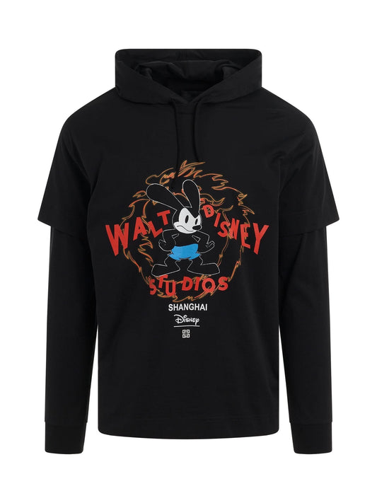 Image of a model wearing Tops. Productname: GIVENCHY Disney Oswald Shanghai T-Shirt in BLACK colour by brand - GIVENCHY