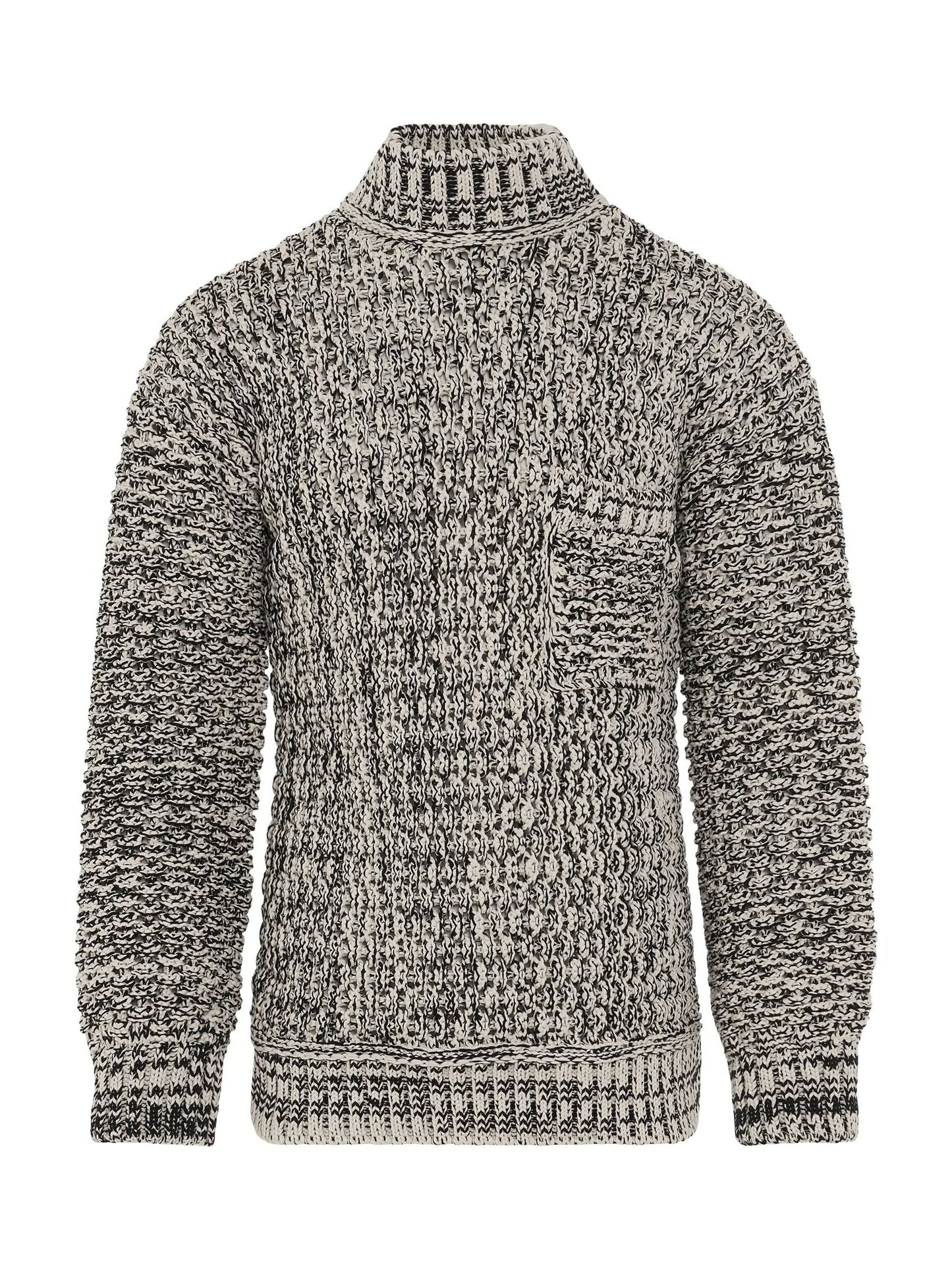 Image of a model wearing Outerwear. Productname: AMBUSH Jacquard Crewneck Knit in BLACK colour by brand - AMBUSH