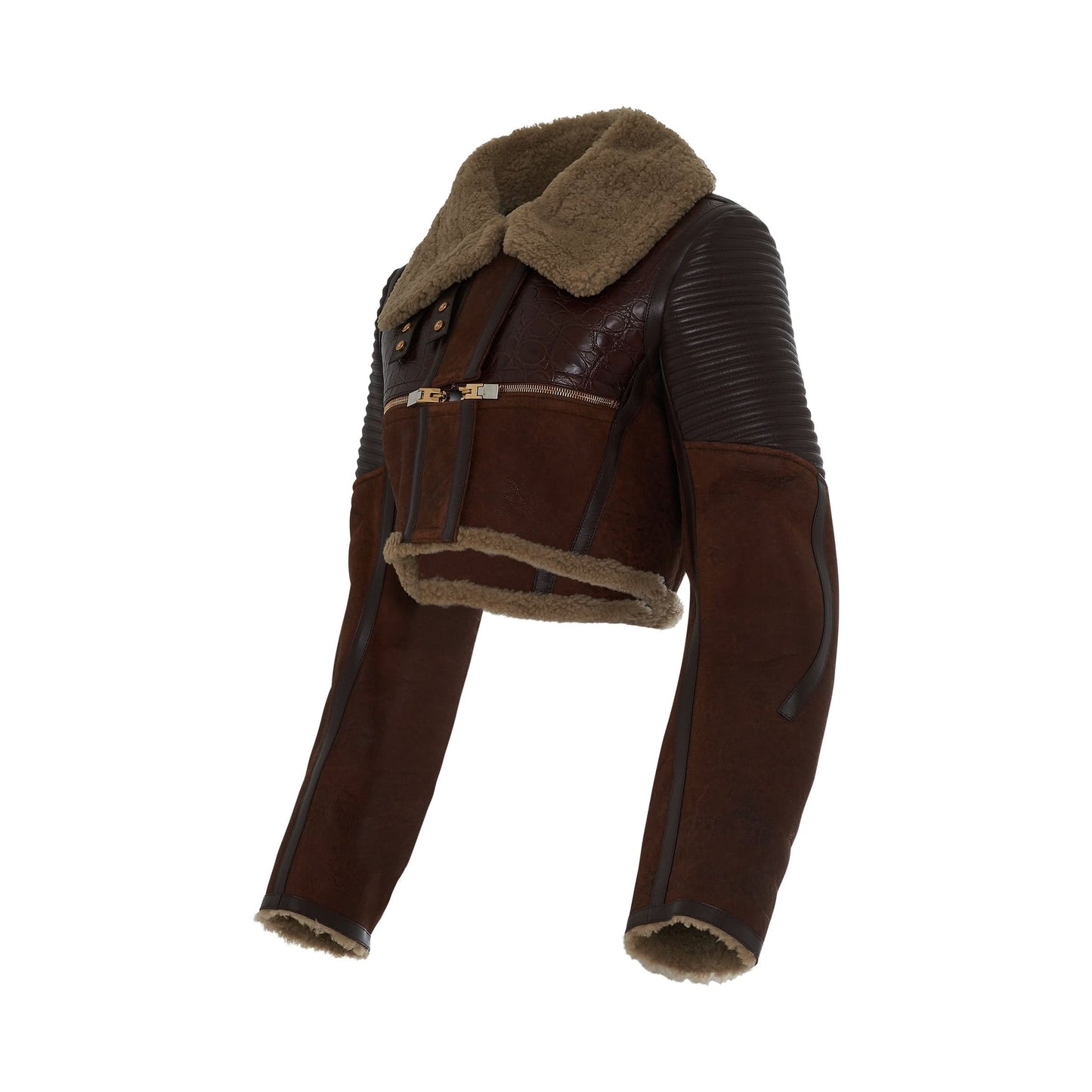 GIVENCHY Shearling Biker Jacket (Beige/Brown)