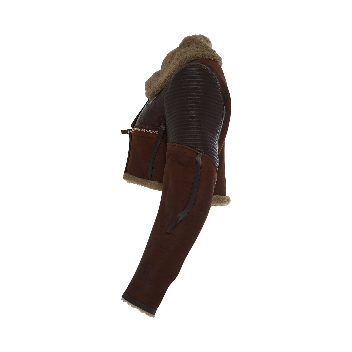 GIVENCHY Shearling Biker Jacket (Beige/Brown)