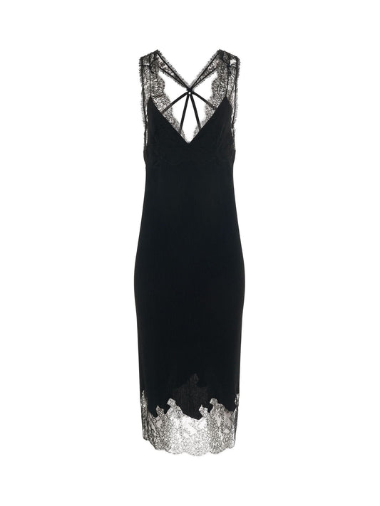 Image of Dresses. Productname: GIVENCHY Stretch Crepon Lace Dress in BLACK colour by brand - GIVENCHY