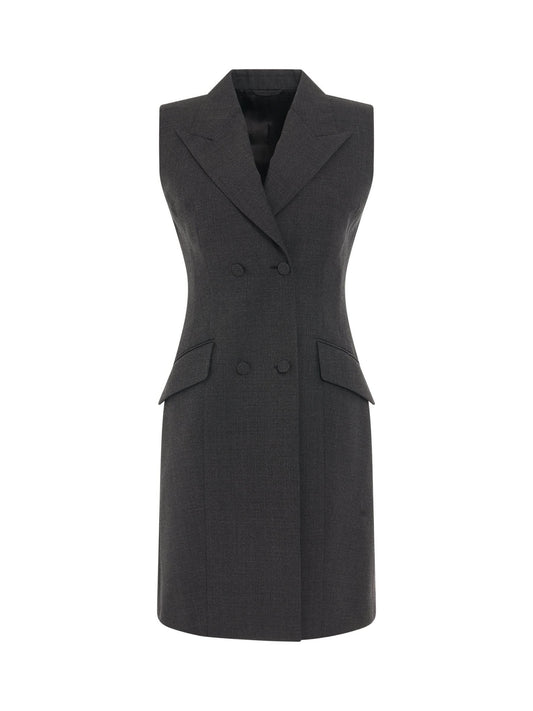 Image of a model wearing Dress. Productname: GIVENCHY Tailored Sleeveless Dress in Grey colour by brand - GIVENCHY