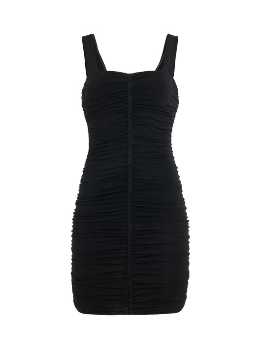 Image of a model wearing Dress. Productname: GIVENCHY Shiny Crepe Jersey Midi Dress in Black colour by brand - GIVENCHY