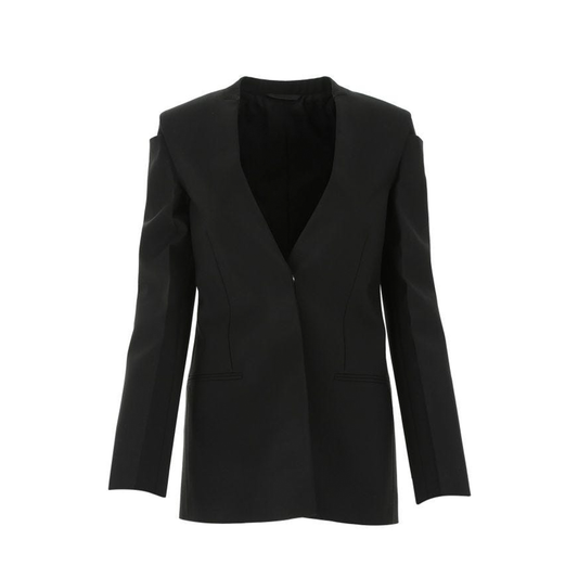 Image of Coats & Jackets. Productname: GIVENCHY Collarless Blazer Jacket in BLACK colour by brand - GIVENCHY