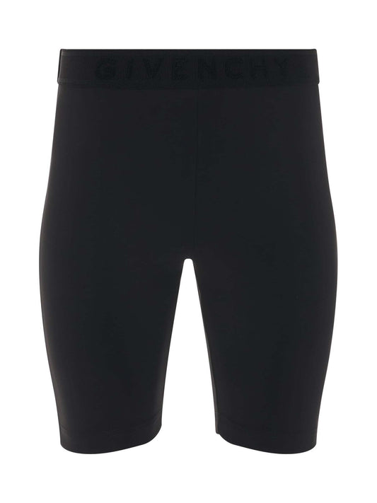 Image of a model wearing Shorts. Productname: GIVENCHY Cyclist Shorts with Elastic Jacquard in BLACK colour by brand - GIVENCHY
