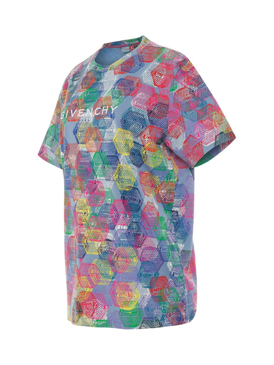 GIVENCHY BSTROY All Over Patch Print Loose Fit T-Shirt (Multicolour)