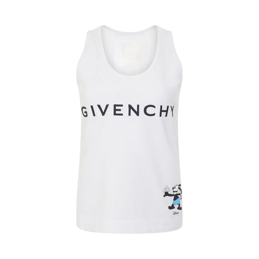 Image of a model wearing Tops. Productname: GIVENCHY Disney Oswald Flowers T-Shirt in White colour by brand - GIVENCHY