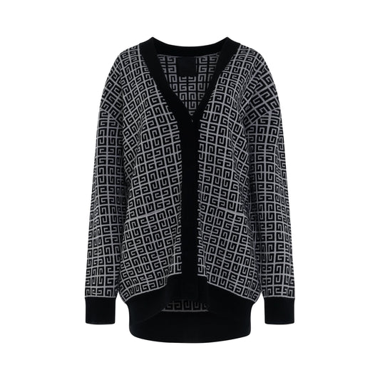 Image of a model wearing Outerwear. Productname: GIVENCHY Long Cashmere Cardigan in WHITE/BLACK colour by brand - GIVENCHY