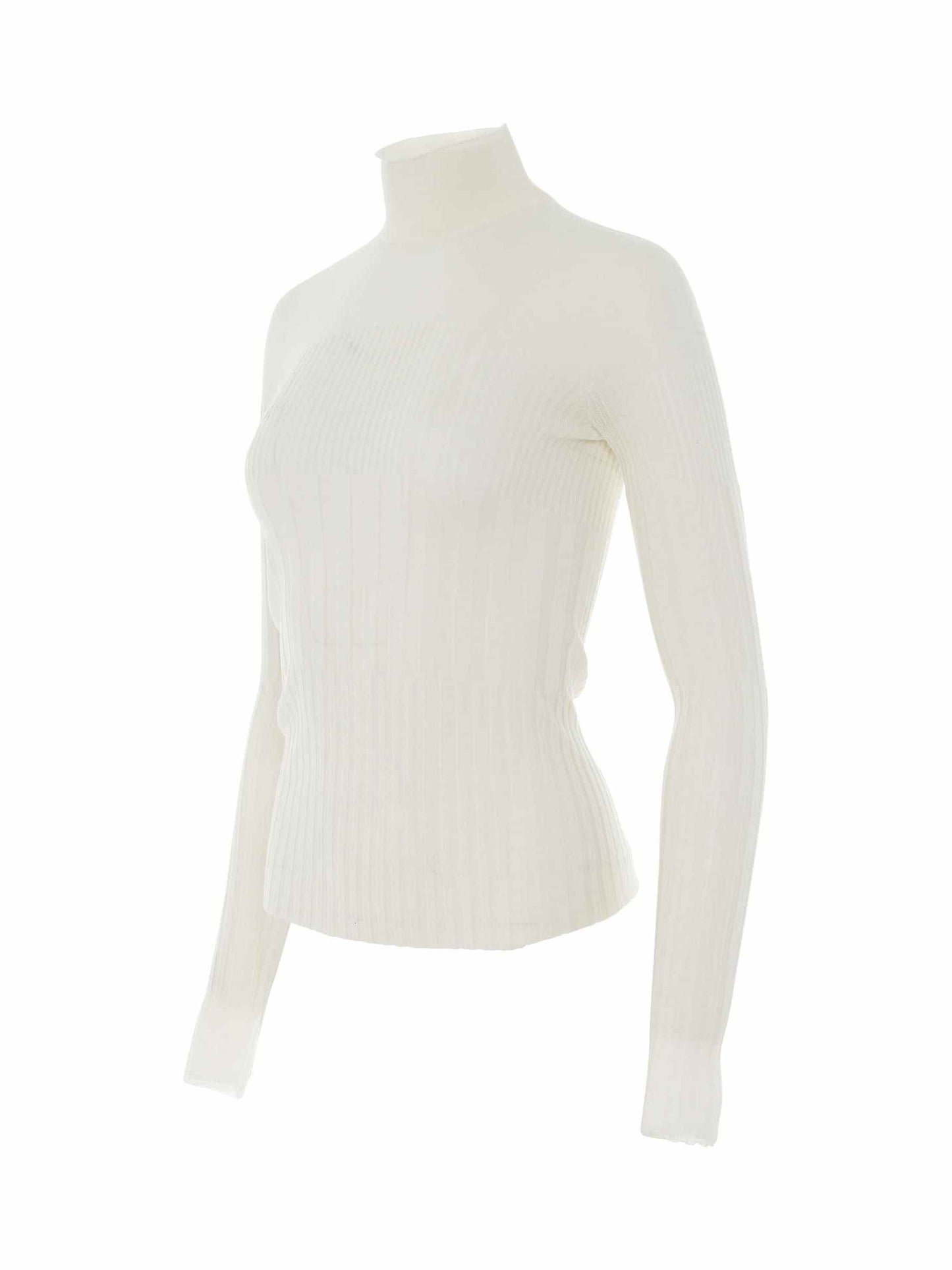 GIVENCHY Long Sleeve Cyclist Neck Ribbed Sweater (White)