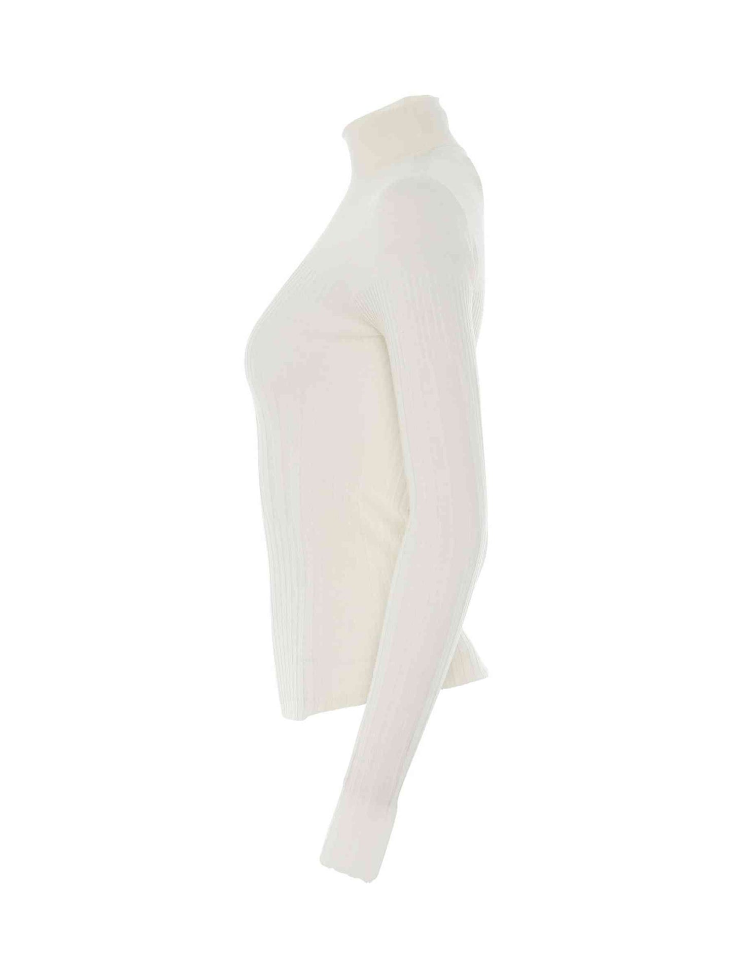 GIVENCHY Long Sleeve Cyclist Neck Ribbed Sweater (White)