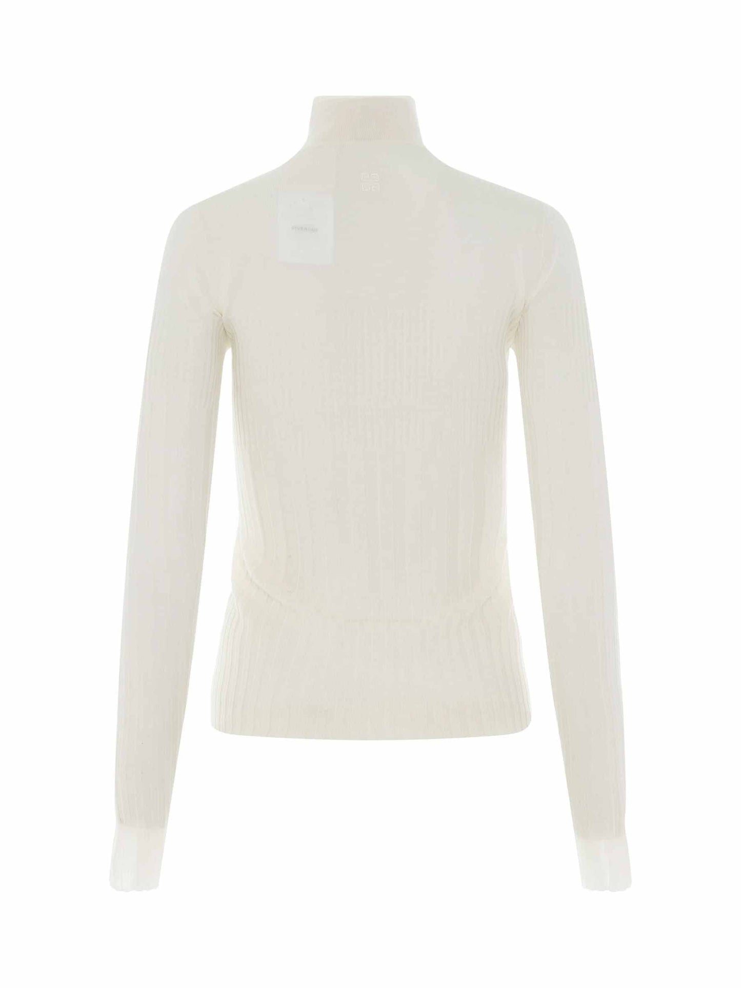 GIVENCHY Long Sleeve Cyclist Neck Ribbed Sweater (White)