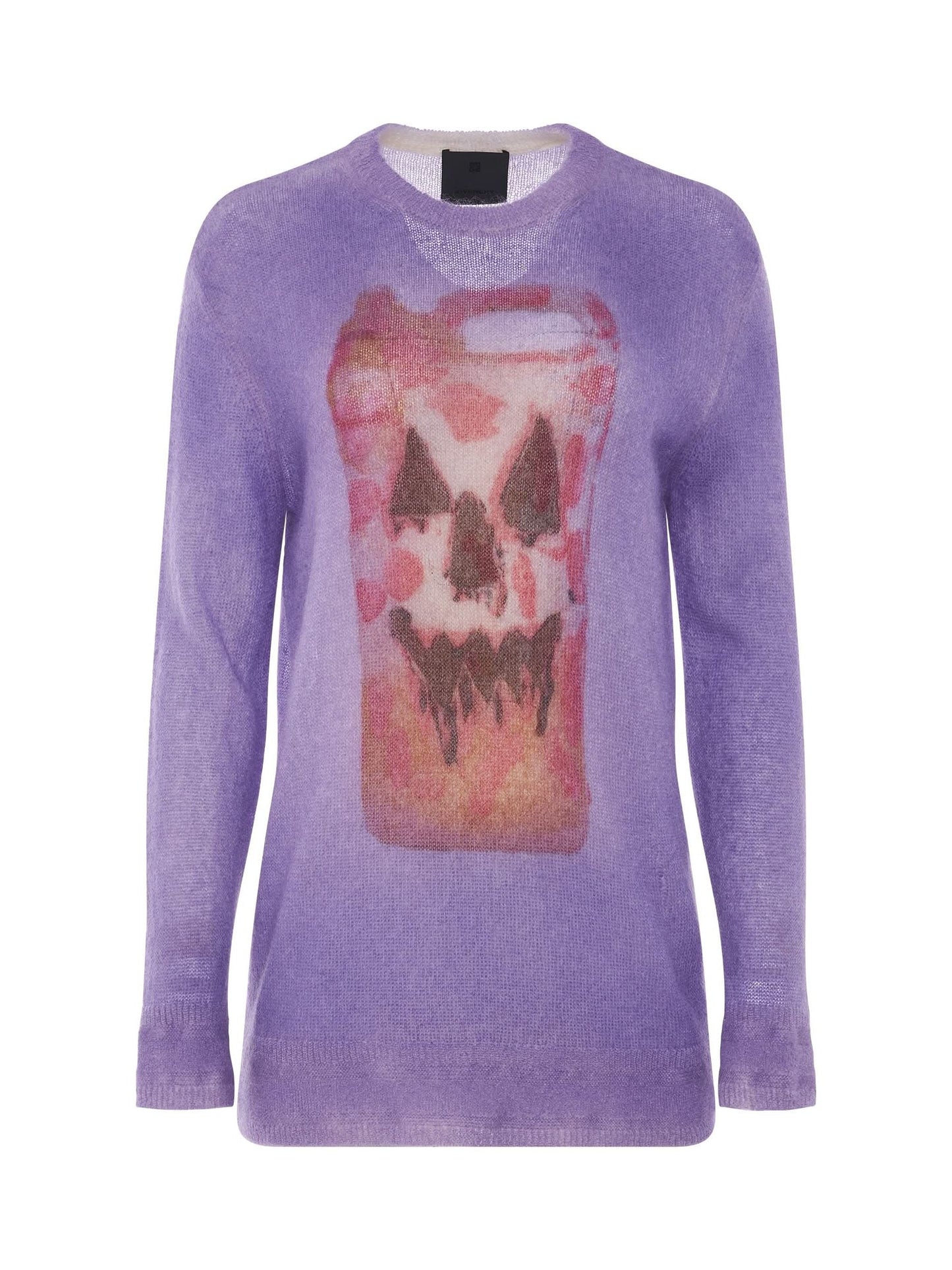 Image of a model wearing Outerwear. Productname: GIVENCHY Mixmat Crew Neck Print Sweater in Mauve colour by brand - GIVENCHY
