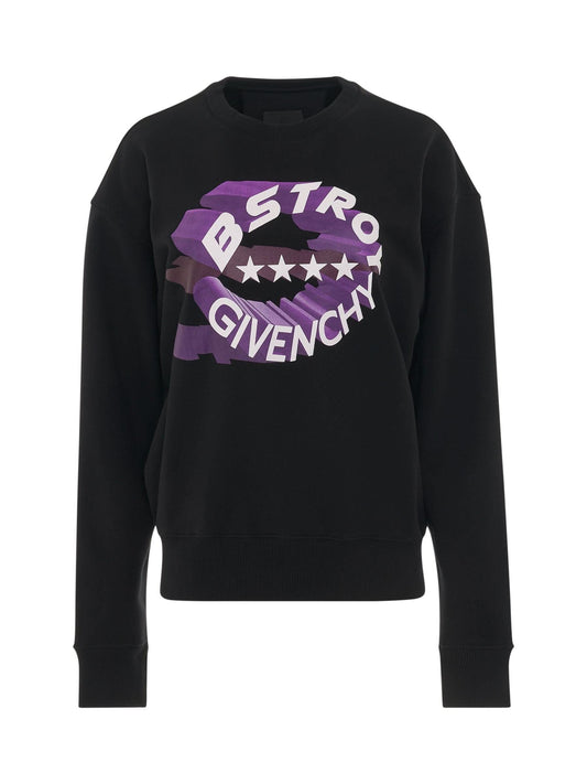 Image of a model wearing Outerwear. Productname: GIVENCHY BSTROY Circle Logo Sweatshirt in Black colour by brand - GIVENCHY