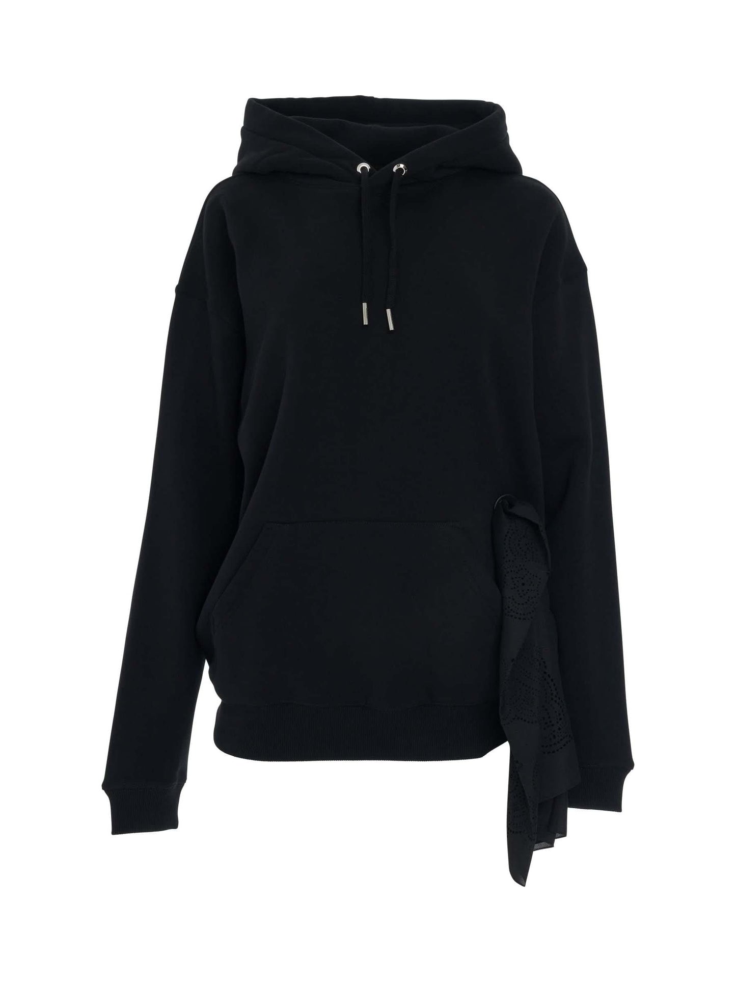 Image of a model wearing Outerwear. Productname: GIVENCHY Side Eyelet Bandanas Hoodie in Black colour by brand - GIVENCHY