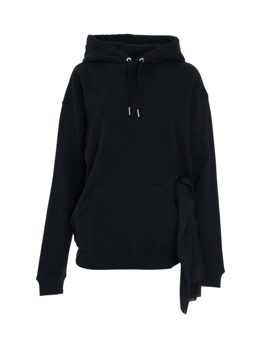 Image of a model wearing Outerwear. Productname: GIVENCHY Side Eyelet Bandanas Hoodie in Black colour by brand - GIVENCHY