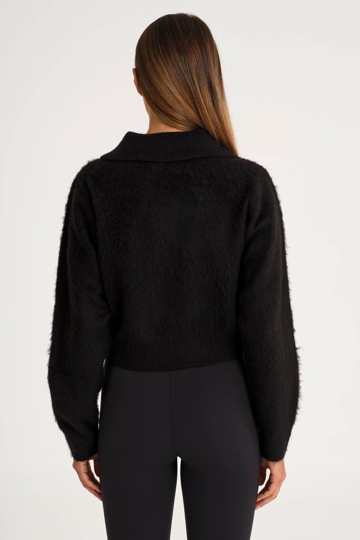 1/2 Button Polo Knit (Black)