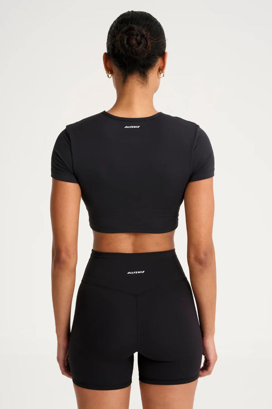 ALLFENIX CloudCore Cropped Built-In Bra Tee (Black)