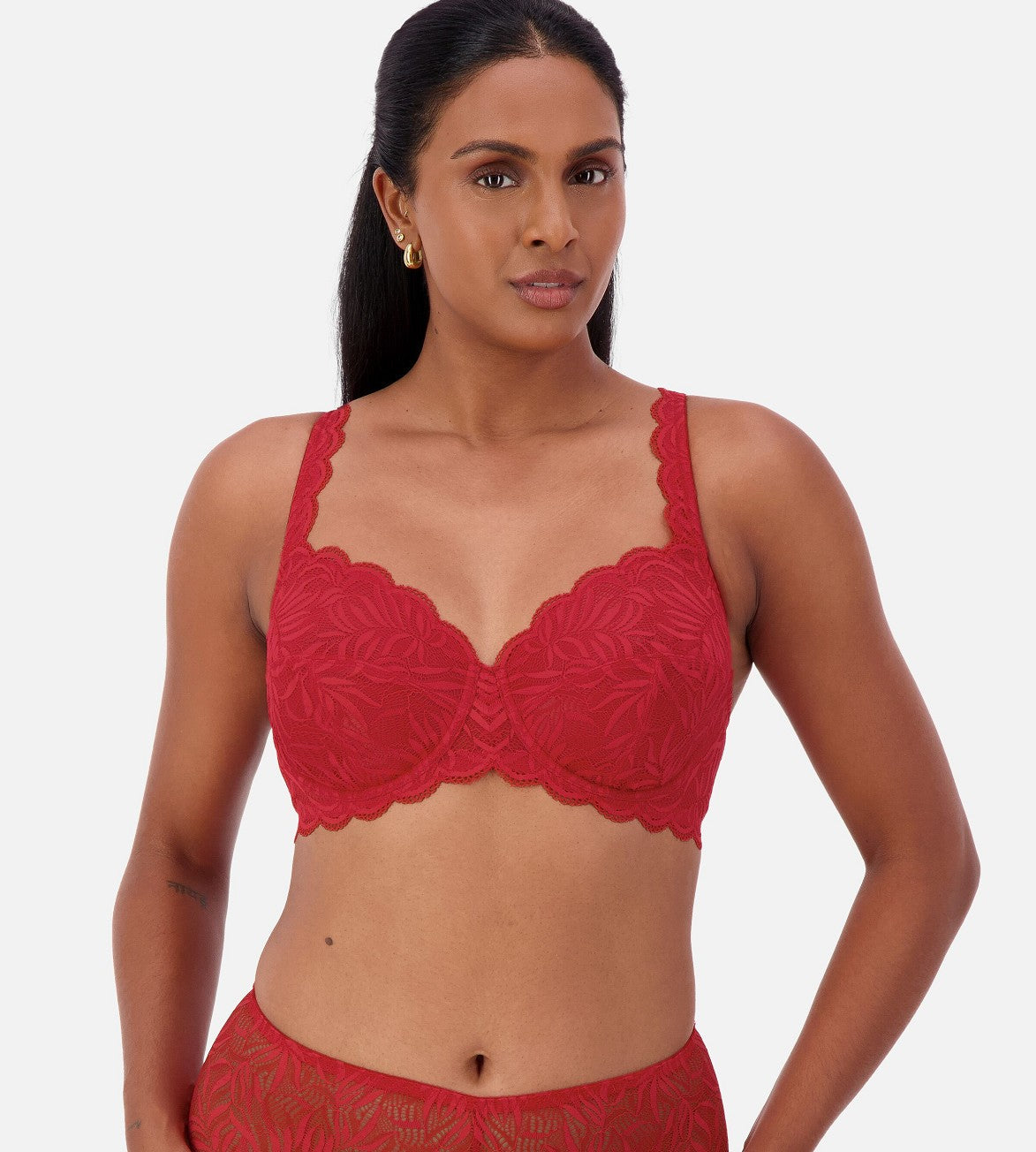 Image of Bras. Productname: Triumph Essential Lace Balconette Bra in Mars Red colour by brand - Triumph