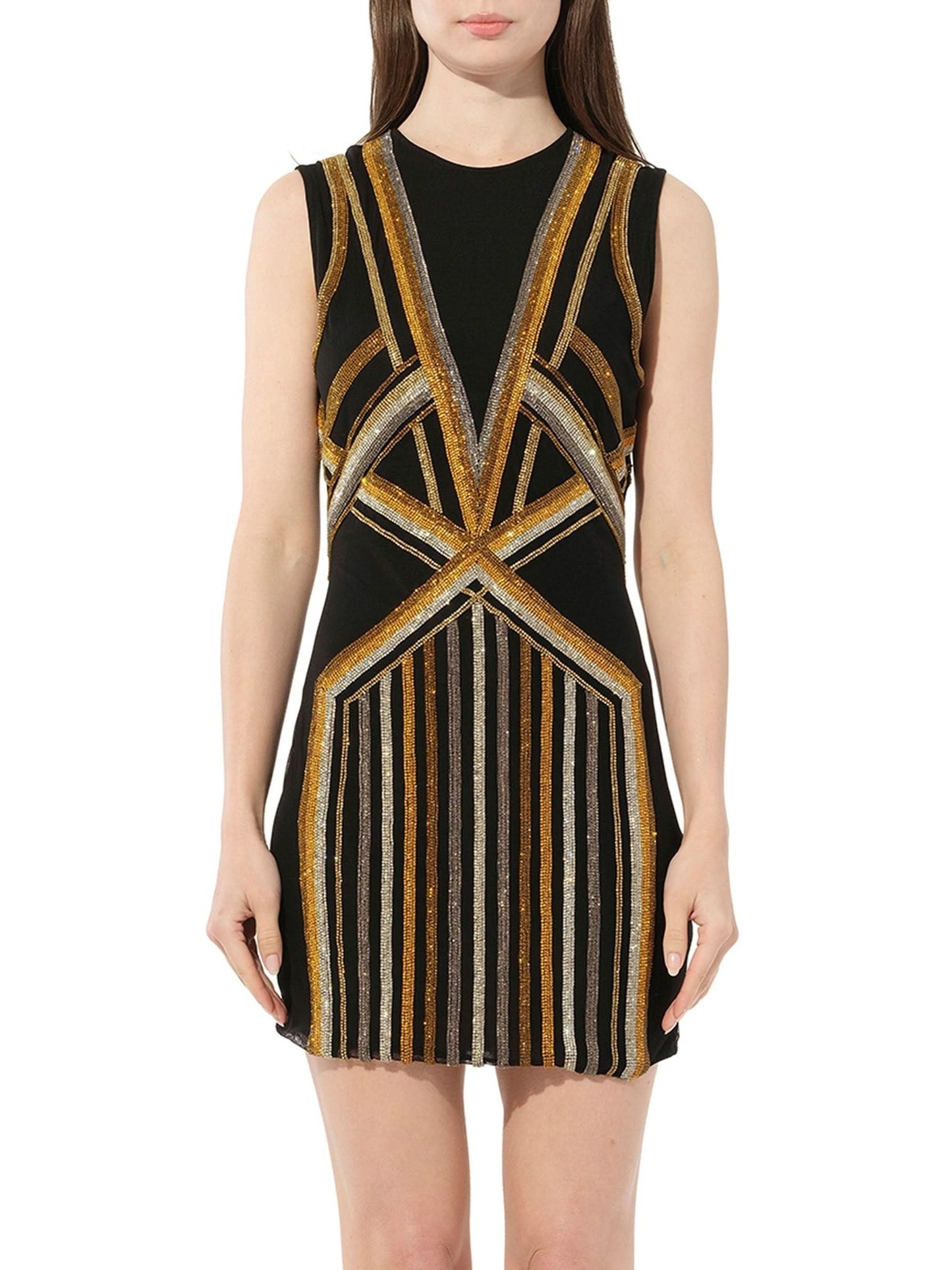 Image of a model wearing Dress. Productname: BALMAIN Dress in Black Gold colour by brand - BALMAIN