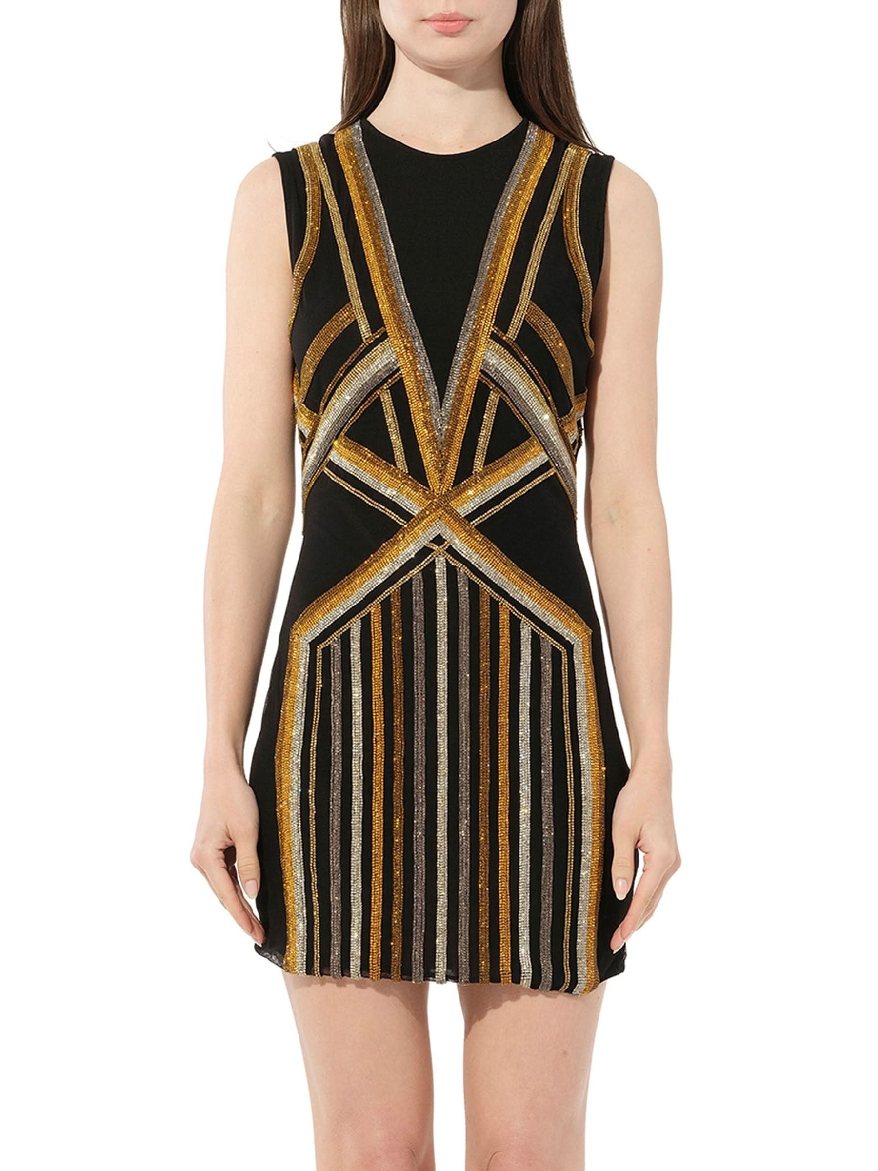 Image of a model wearing Dress. Productname: BALMAIN Dress in Black Gold colour by brand - BALMAIN