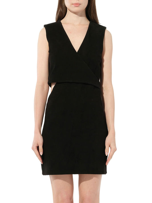 Image of a model wearing Dress. Productname: BALMAIN Leather Dress in Black colour by brand - BALMAIN