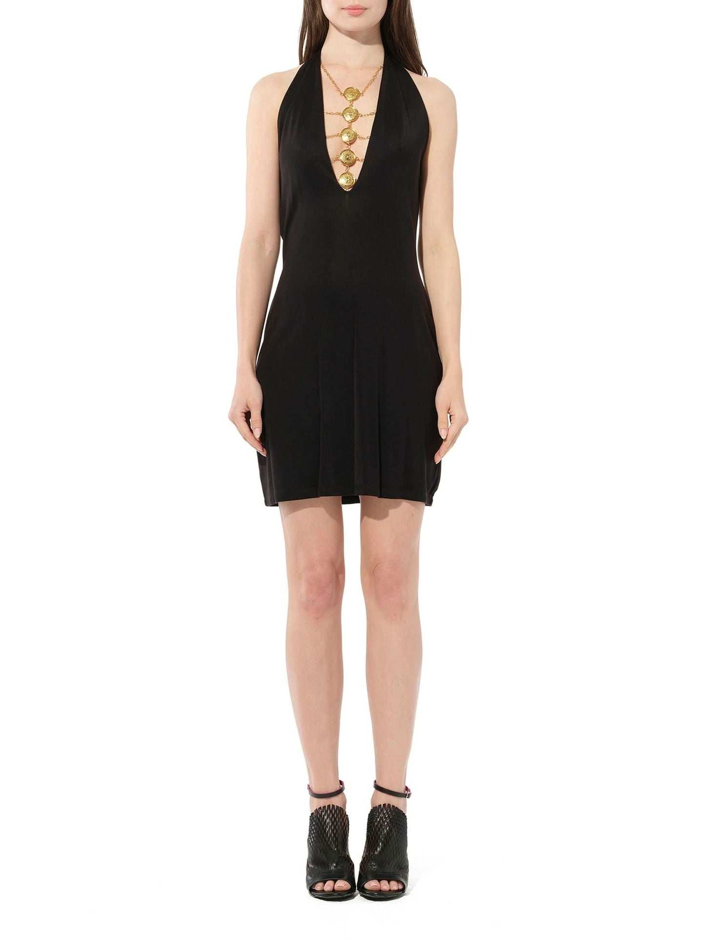 BALMAIN V Neck Jersey Dress (Black)