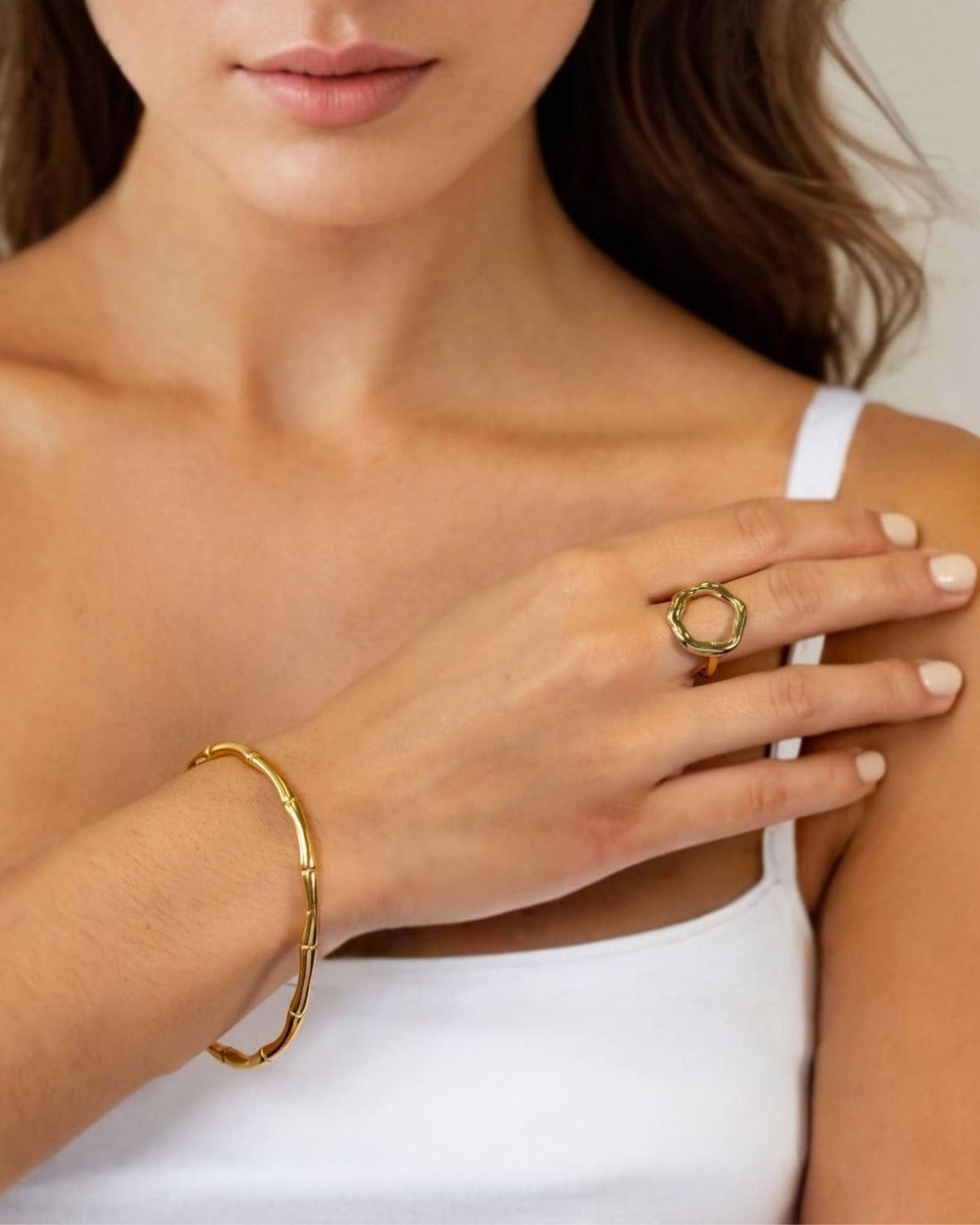 LAVANA Bamboo Gold Cuff Bracelet