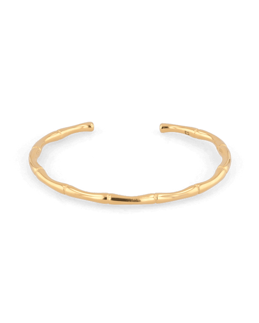 Image of Bracelets. Product name - Bamboo Gold Cuff Bracelet in colour by brand - LAVANA