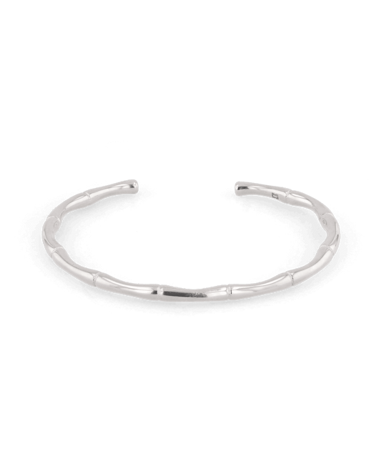 Image of Bracelets. Product name - Bamboo Silver Cuff Bracelet in colour by brand - LAVANA