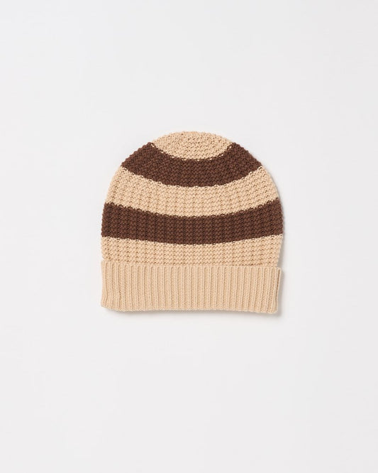 Image of Hats. Product name - Banks Beanie in Chocolate Stripe colour by brand - Walnut Melbourne