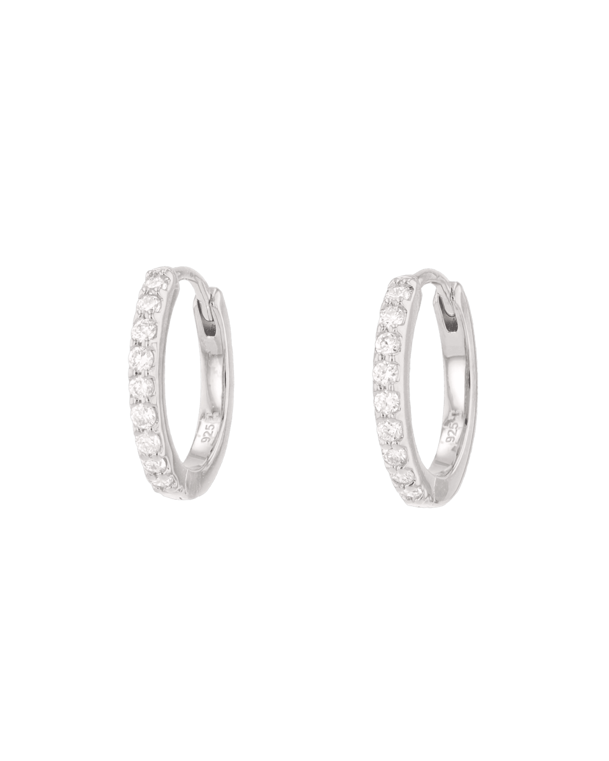 Image of Earrings. Product name - Barcelona Silver Diamond Huggie Earrings in colour by brand - LAVANA