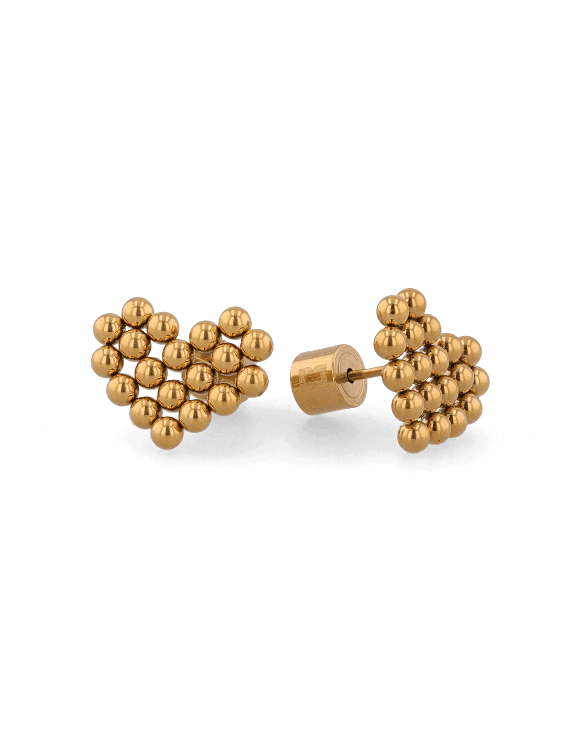 LAVANA Beaded Heart Gold Stud Earrings