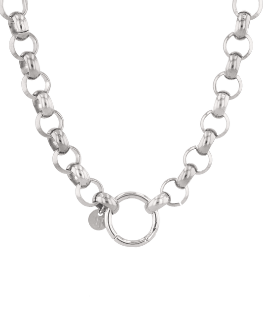 Image of Necklaces. Product name - Belcher Charm Silver Chain Necklace in colour by brand - LAVANA