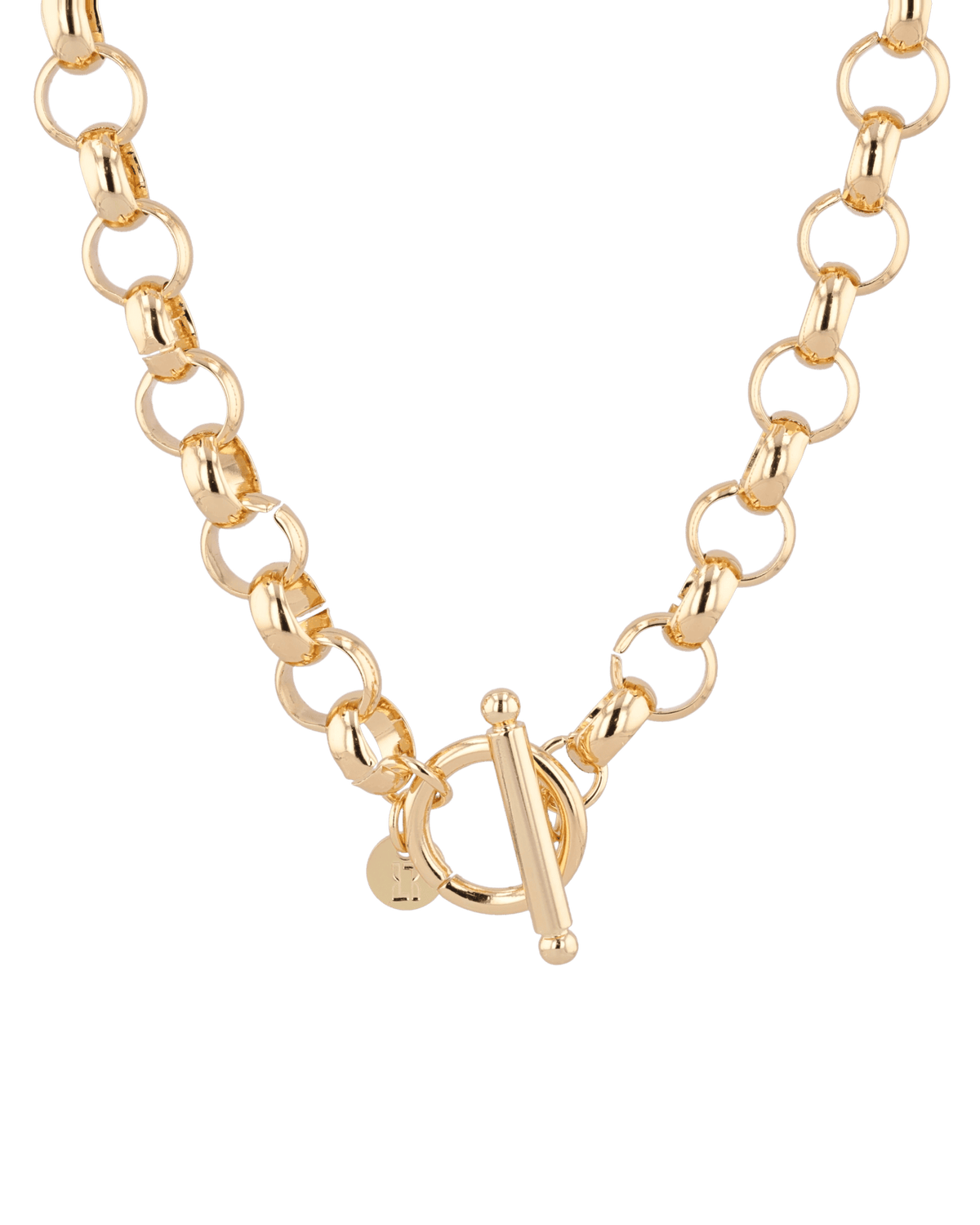 Image of Necklaces. Product name - Belcher T-Bar Gold Chain Necklace in colour by brand - LAVANA